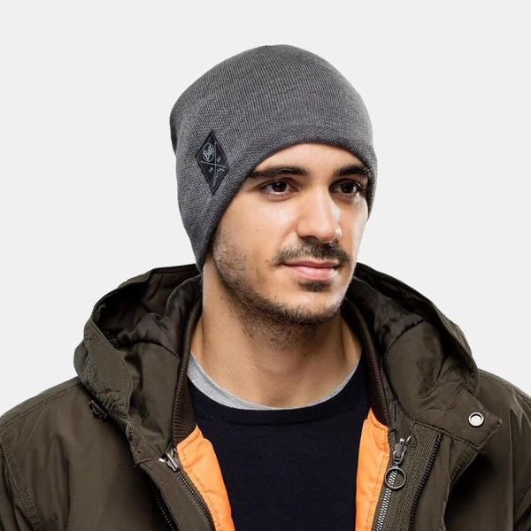 Knitted & Polar Hat Solid Grey