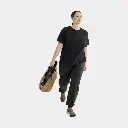 Kragg SL Cotton Emblem Crew Short Sleeves Women Black