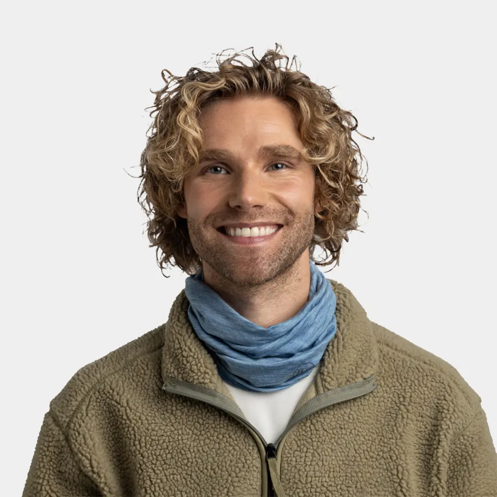 Lightweight Merino Wool Tubular Solid Lake Blue
