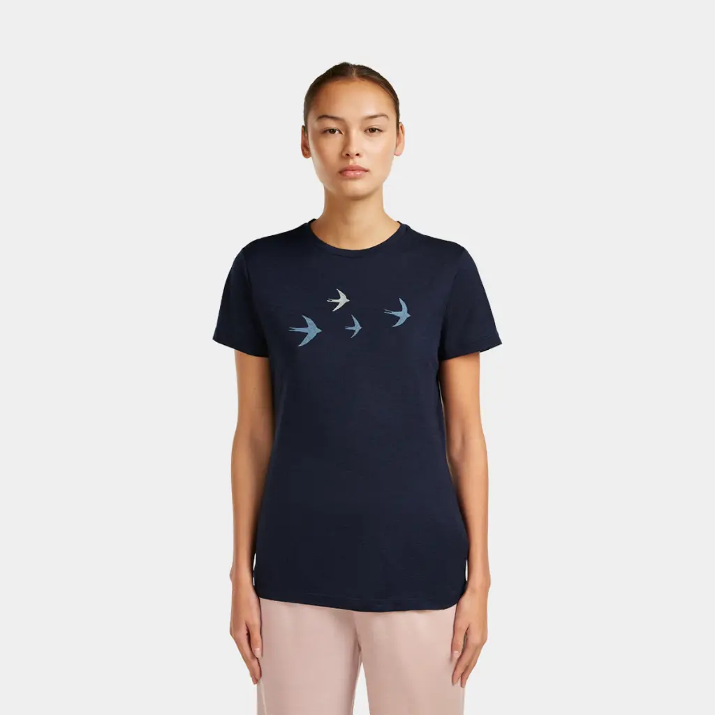 Tech Lite Short Sleeves Tee 150 Women Bird Transit Midnight Navy