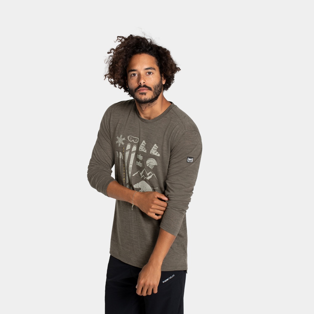 Skiing Bear Long Sleeves Wren Melange / Seneca / Lemon