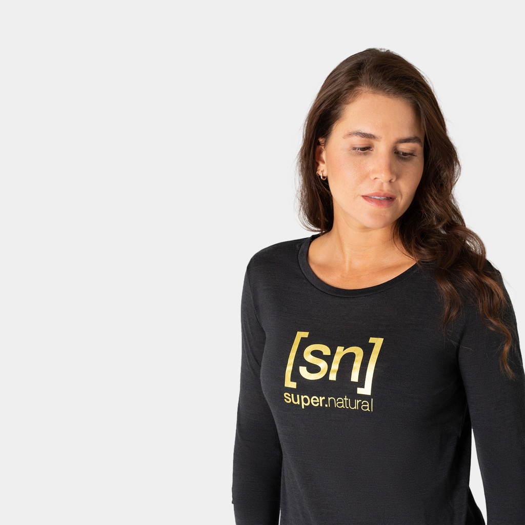 The Essential Logo Long Sleeves Women (2022) Jet Black Melange / Gold