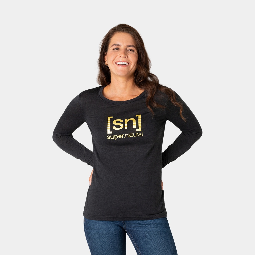 The Essential Logo Long Sleeves Women (2022) Jet Black Melange / Gold