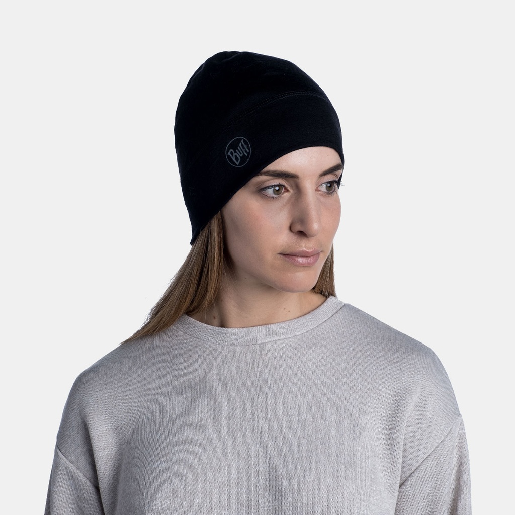 Lightweight Merino Wool Hat Solid Black