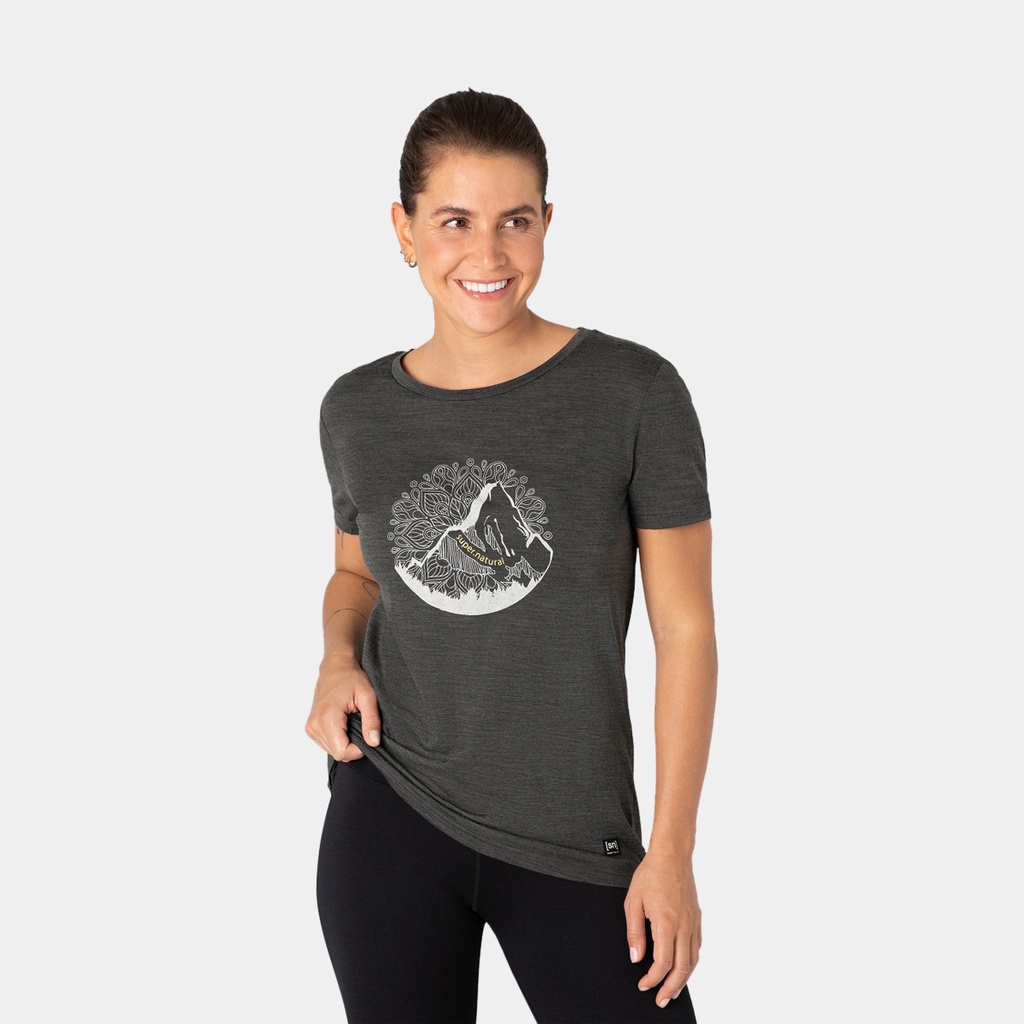 Mandala Mountain Tee Women Pirate Grey Melange / Feather Grey / Gold