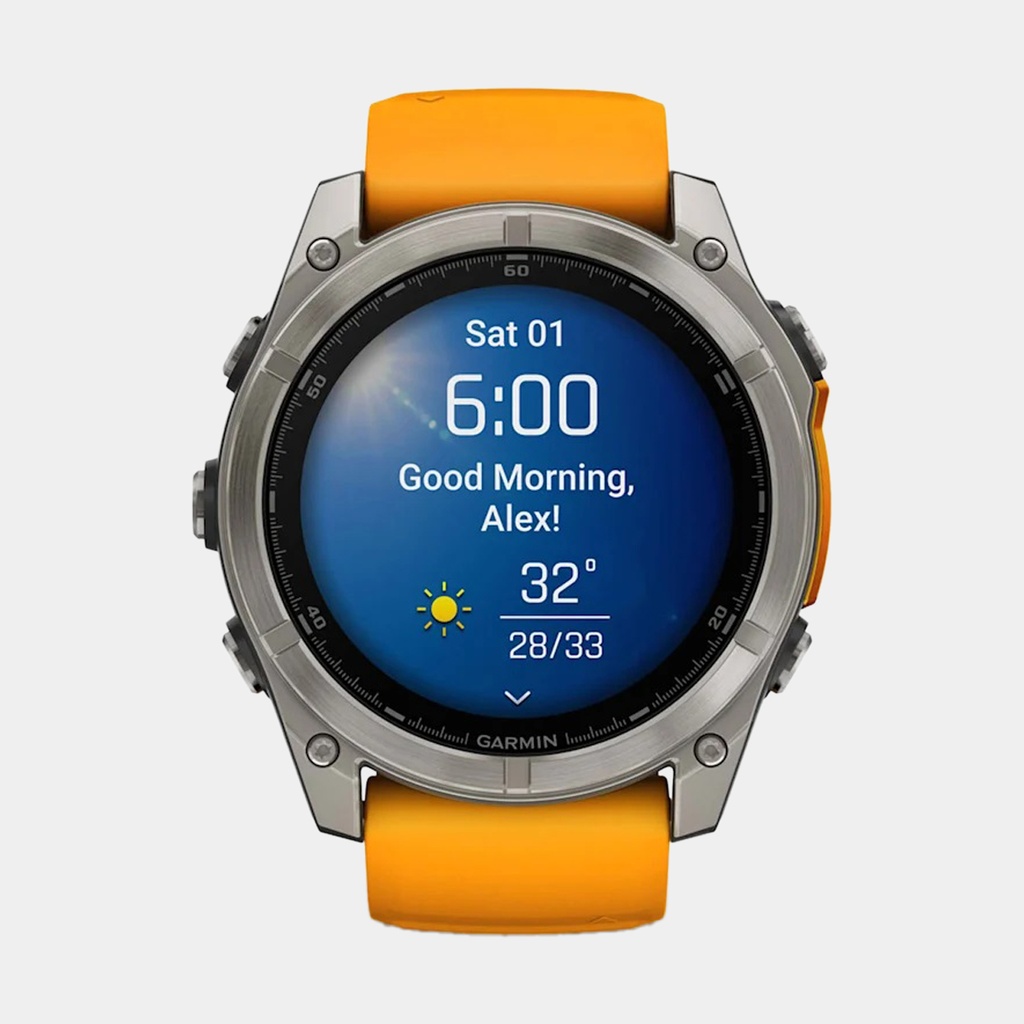 Fenix 8 Amoled Sapphire Titanium w/ Orange / Graphite Silicone Band