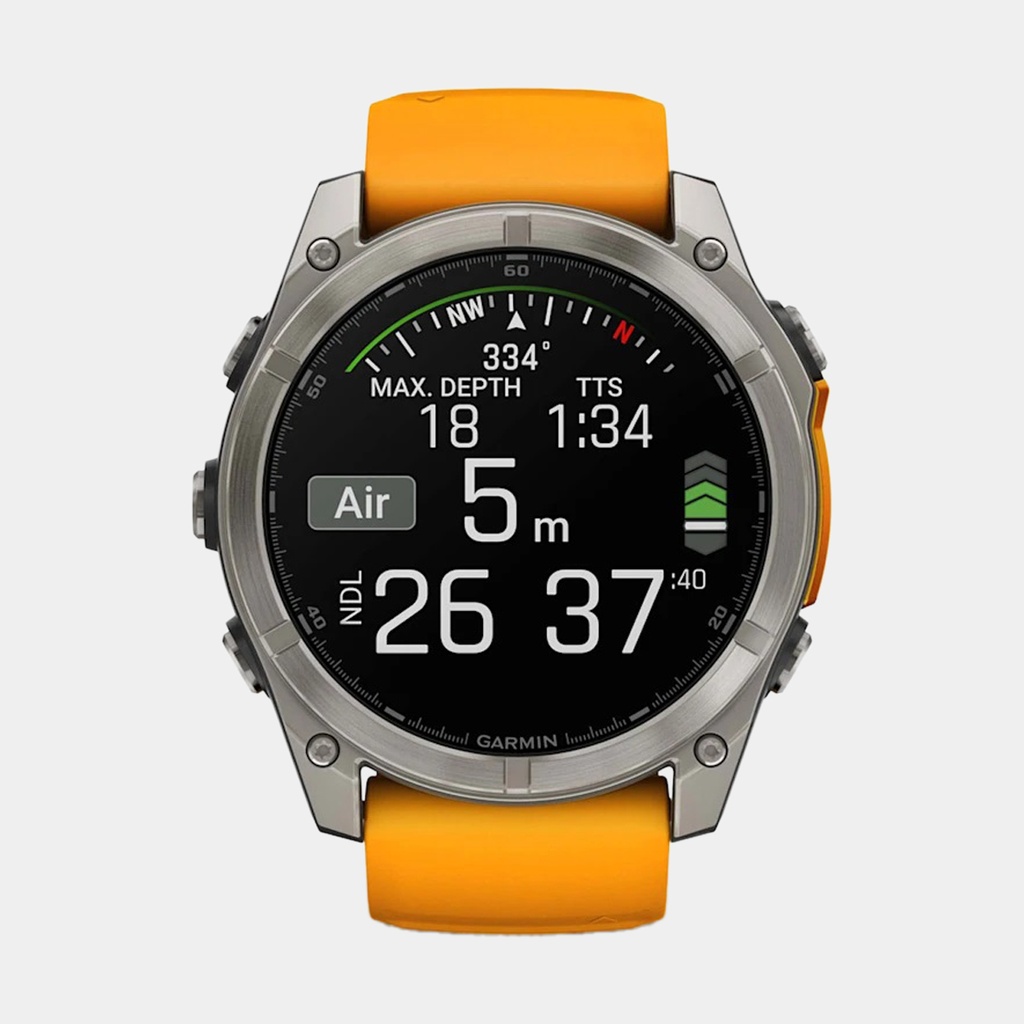 Fenix 8 Amoled Sapphire Titanium w/ Orange / Graphite Silicone Band