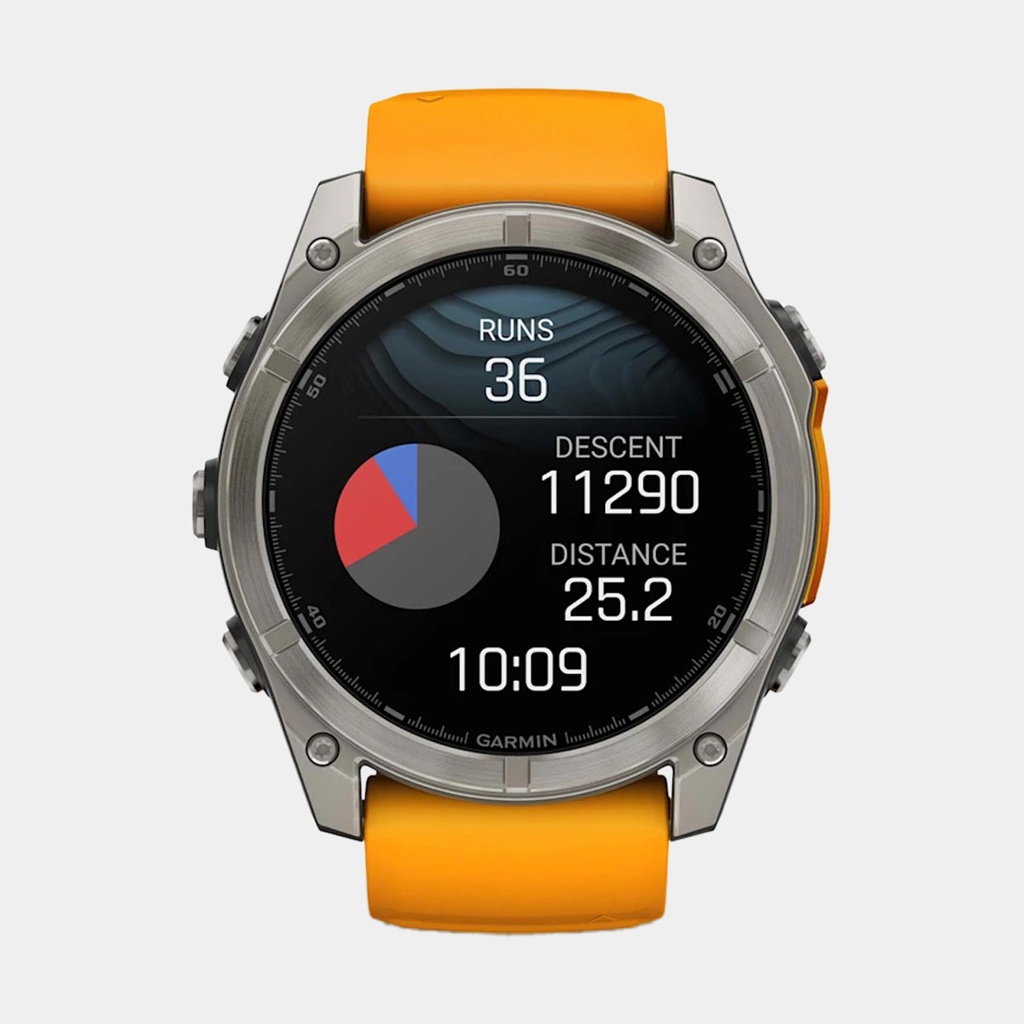 Fenix 8 Amoled Sapphire Titanium w/ Orange / Graphite Silicone Band