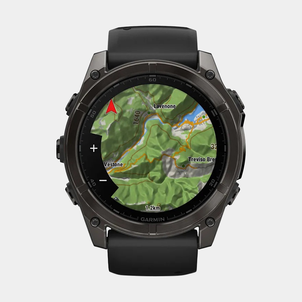 Fenix 8 Amoled Sapphire Titanium Carbon Gray DLC w/ Black / Pebble Gray Silicone Band