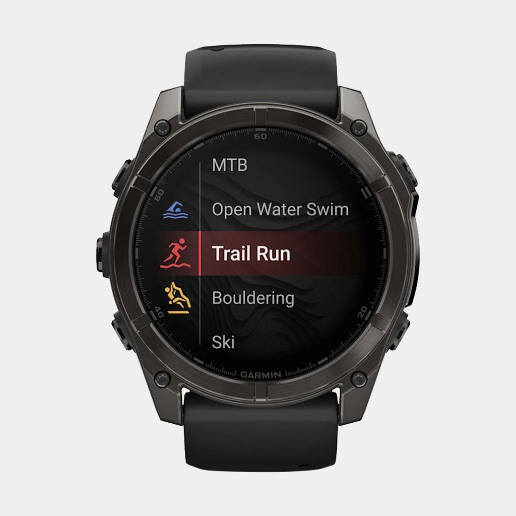 Fenix 8 Amoled Sapphire Titanium Carbon Gray DLC w/ Black / Pebble Gray Silicone Band