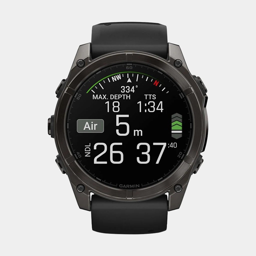 Fenix 8 Amoled Sapphire Titanium Carbon Gray DLC w/ Black / Pebble Gray Silicone Band