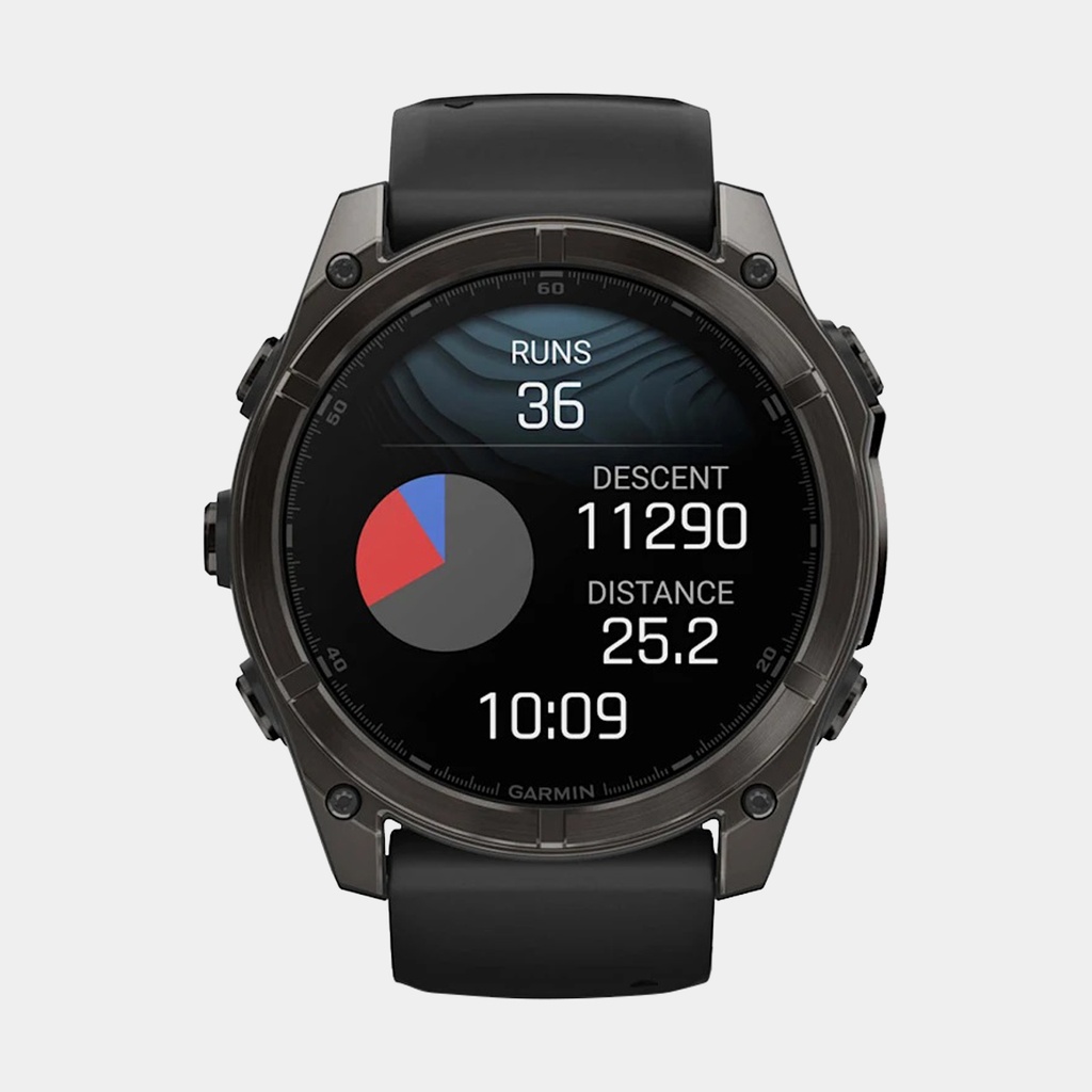 Fenix 8 Amoled Sapphire Titanium Carbon Gray DLC w/ Black / Pebble Gray Silicone Band