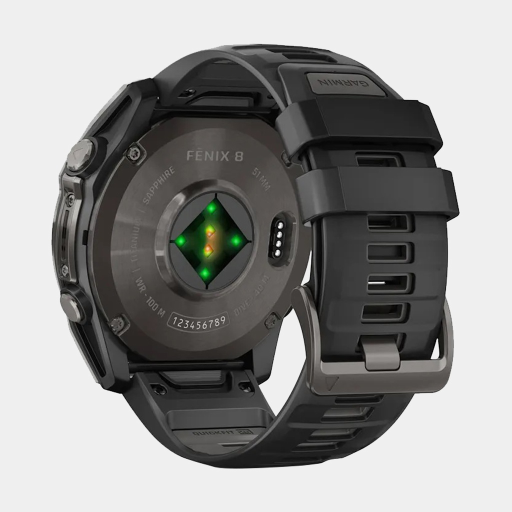 Fenix 8 Amoled Sapphire Titanium Carbon Gray DLC w/ Black / Pebble Gray Silicone Band