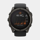 Fenix 8 Solar Sapphire Titanium DLC Carbon Grey w/ Black  w/ Black / Pebble Gray Silicone Band
