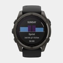 Fenix 8 Solar Sapphire Titanium DLC Carbon Grey w/ Black  w/ Black / Pebble Gray Silicone Band