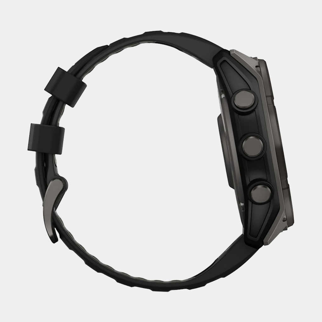 Fenix 8 Solar Sapphire Titanium DLC Carbon Grey w/ Black  w/ Black / Pebble Gray Silicone Band