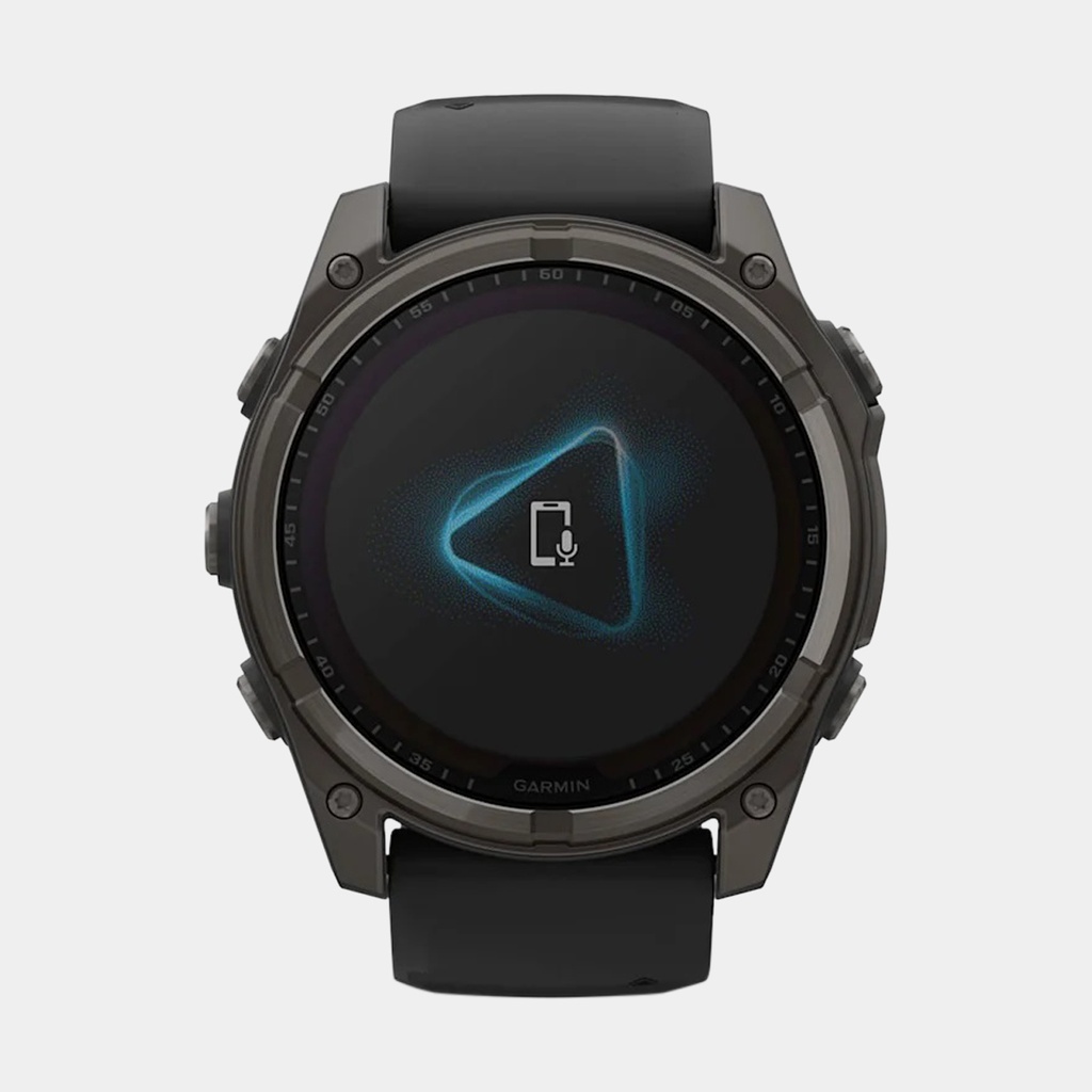 Fenix 8 Solar Sapphire Titanium DLC Carbon Grey w/ Black  w/ Black / Pebble Gray Silicone Band