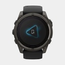 Fenix 8 Solar Sapphire Titanium DLC Carbon Grey w/ Black  w/ Black / Pebble Gray Silicone Band