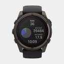 Fenix 8 Solar Sapphire Titanium DLC Carbon Grey w/ Black  w/ Black / Pebble Gray Silicone Band