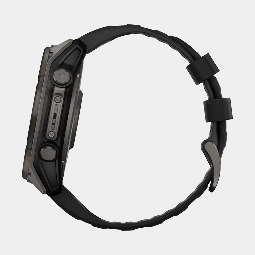 Fenix 8 Solar Sapphire Titanium DLC Carbon Grey w/ Black  w/ Black / Pebble Gray Silicone Band