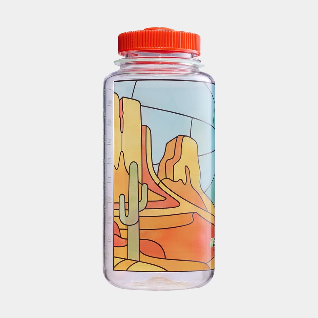 Drinking Bottle Wide Mouth Sustain 1000ml Clear Stained Glass Desert
