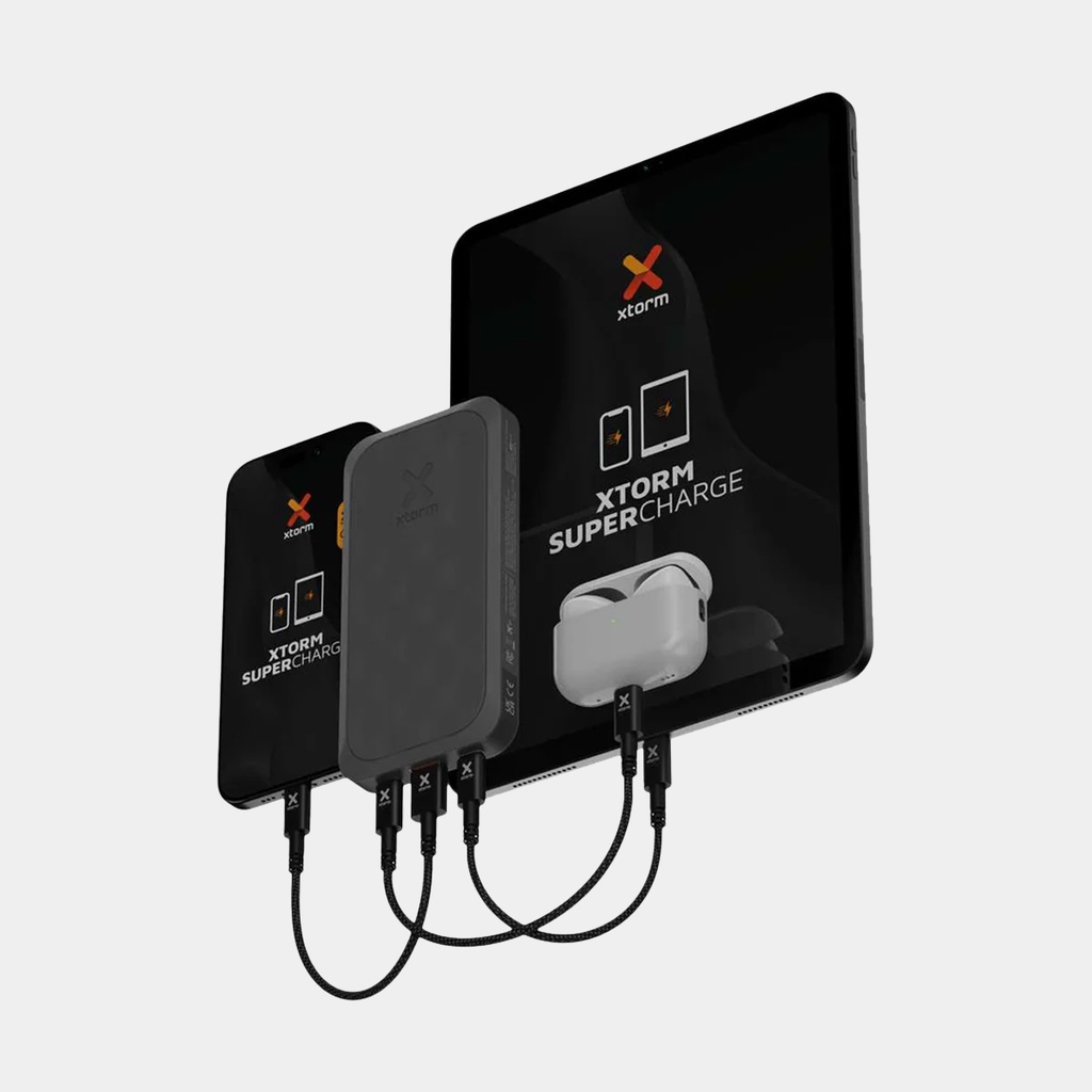 100W Rugged Flashlight Power Bank 40.000mAh Torch Black / Orange