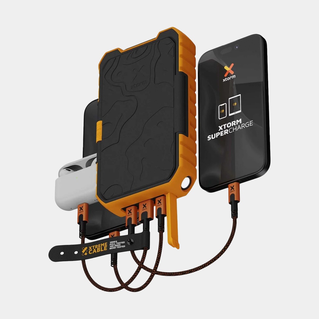 100W Rugged Flashlight Power Bank 40.000mAh Torch Black / Orange