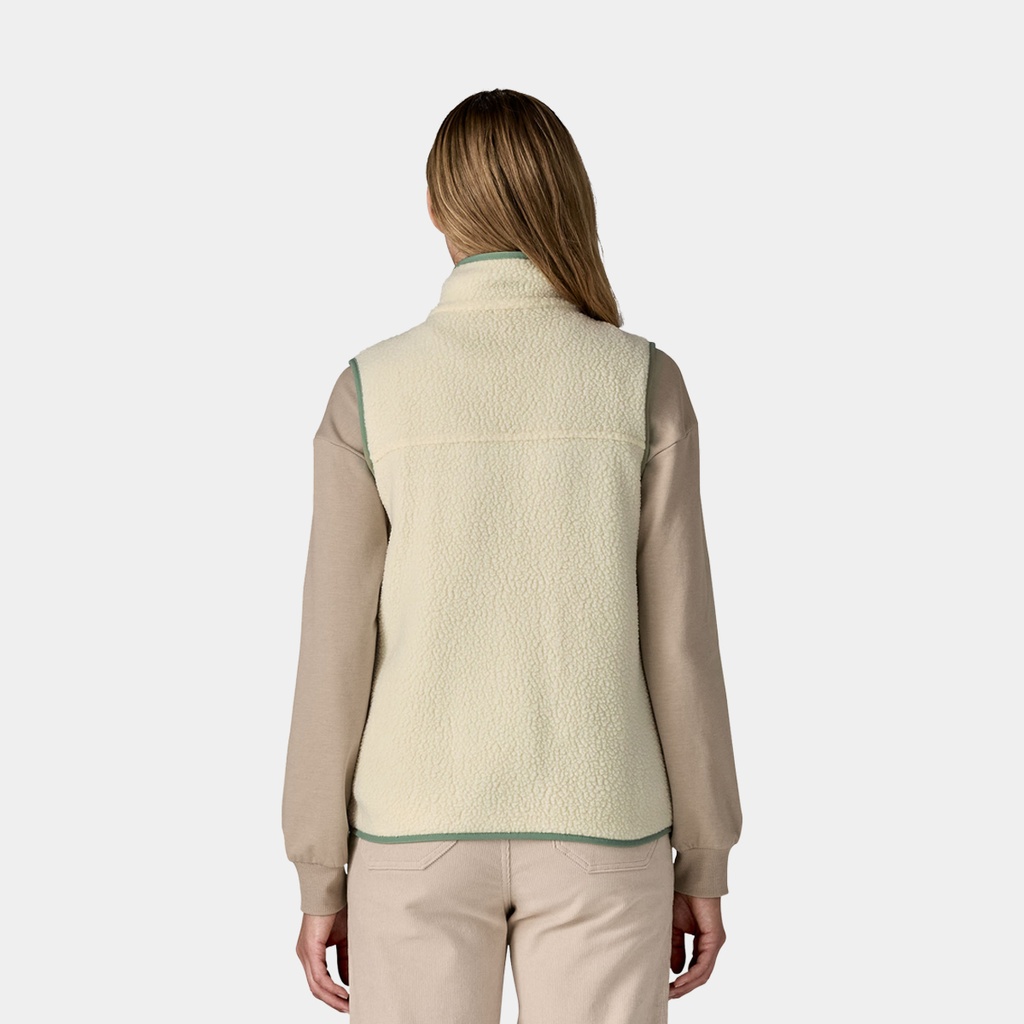 Retro Pile Fleece Vest Women Natural w/Ellwood Green