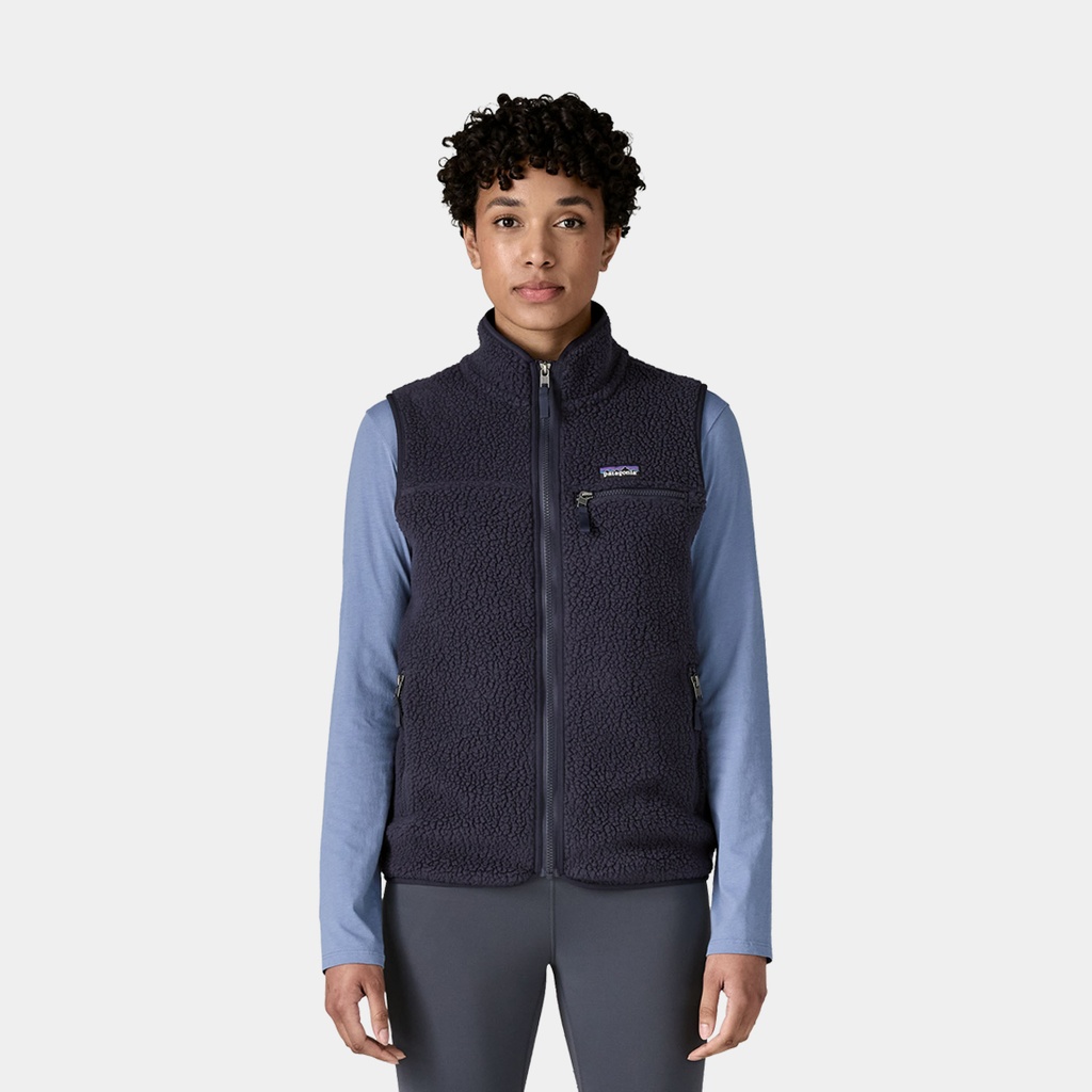 Retro Pile Fleece Vest Women Natural w/Ellwood Green