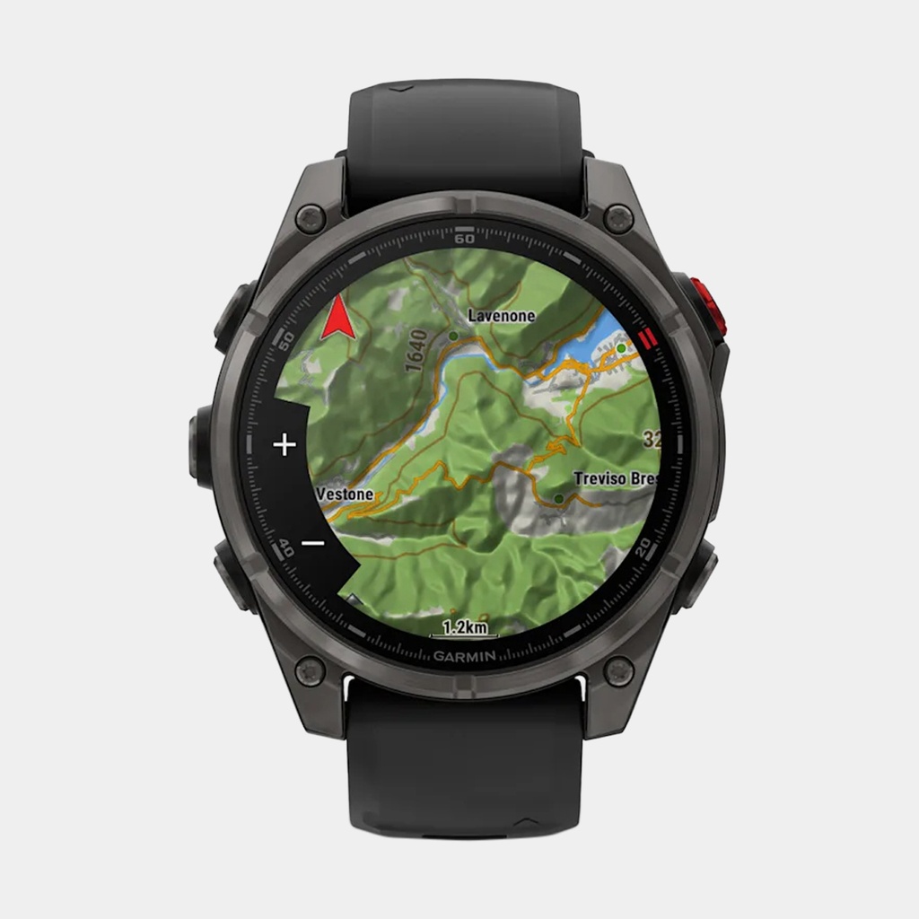 Fenix 8 Pro - Amoled Sapphire Titanium Carbon Grey DLC w/ Black / Pebble Gray Silicone Band