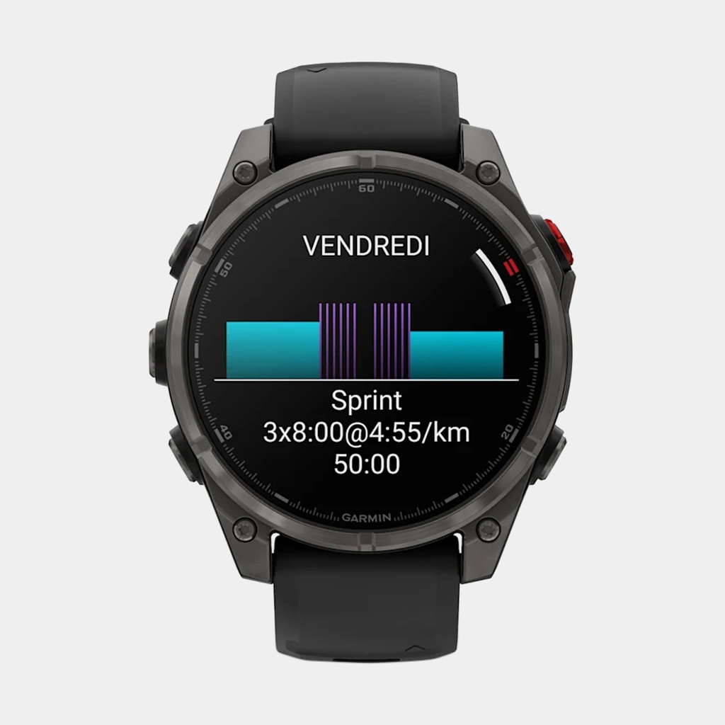 Fenix 8 Pro - Amoled Sapphire Titanium Carbon Grey DLC w/ Black / Pebble Gray Silicone Band