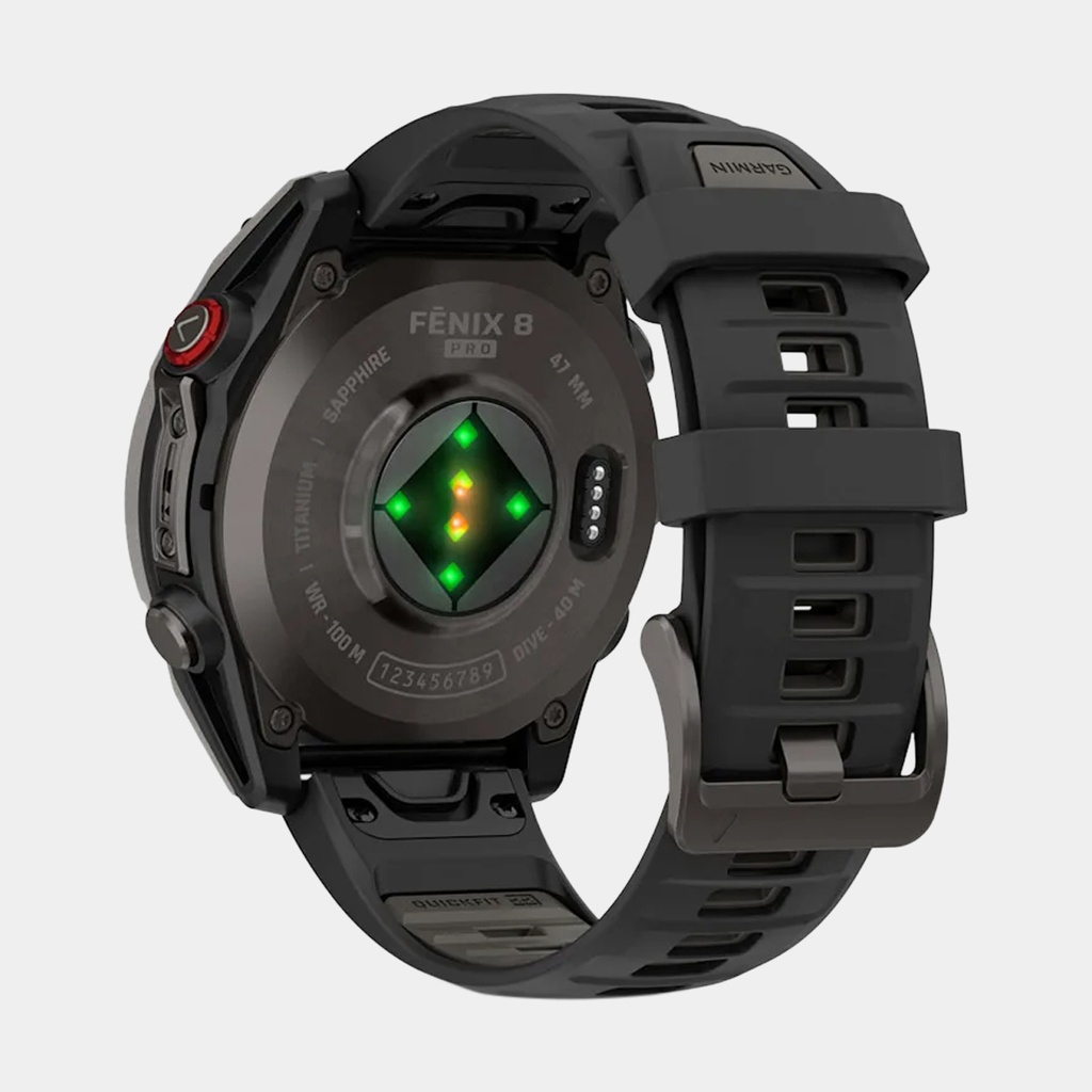 Fenix 8 Pro - Amoled Sapphire Titanium Carbon Grey DLC w/ Black / Pebble Gray Silicone Band