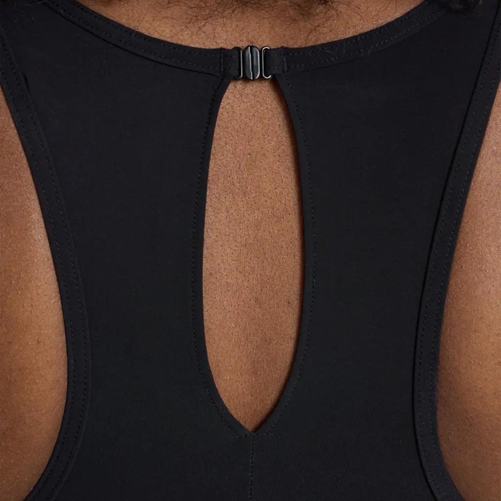 Mesh Panels Swimsuit Vent Back Women Black