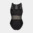 Mesh Panels Swimsuit Vent Back Women Black