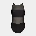 Mesh Panels Swimsuit Vent Back Women Black