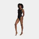 Mesh Panels Swimsuit Vent Back Women Black