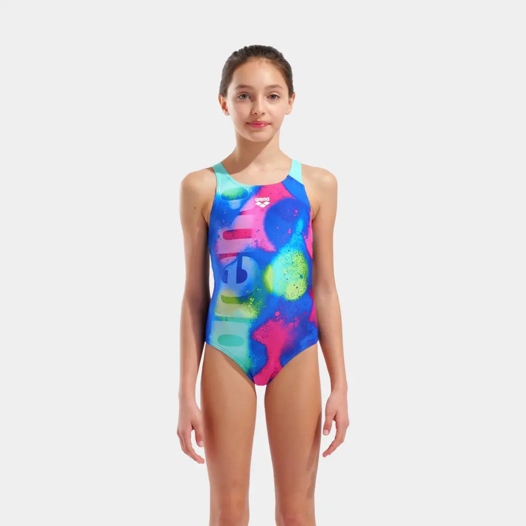 Spray Paint Swimsuit Kids Navy / Water