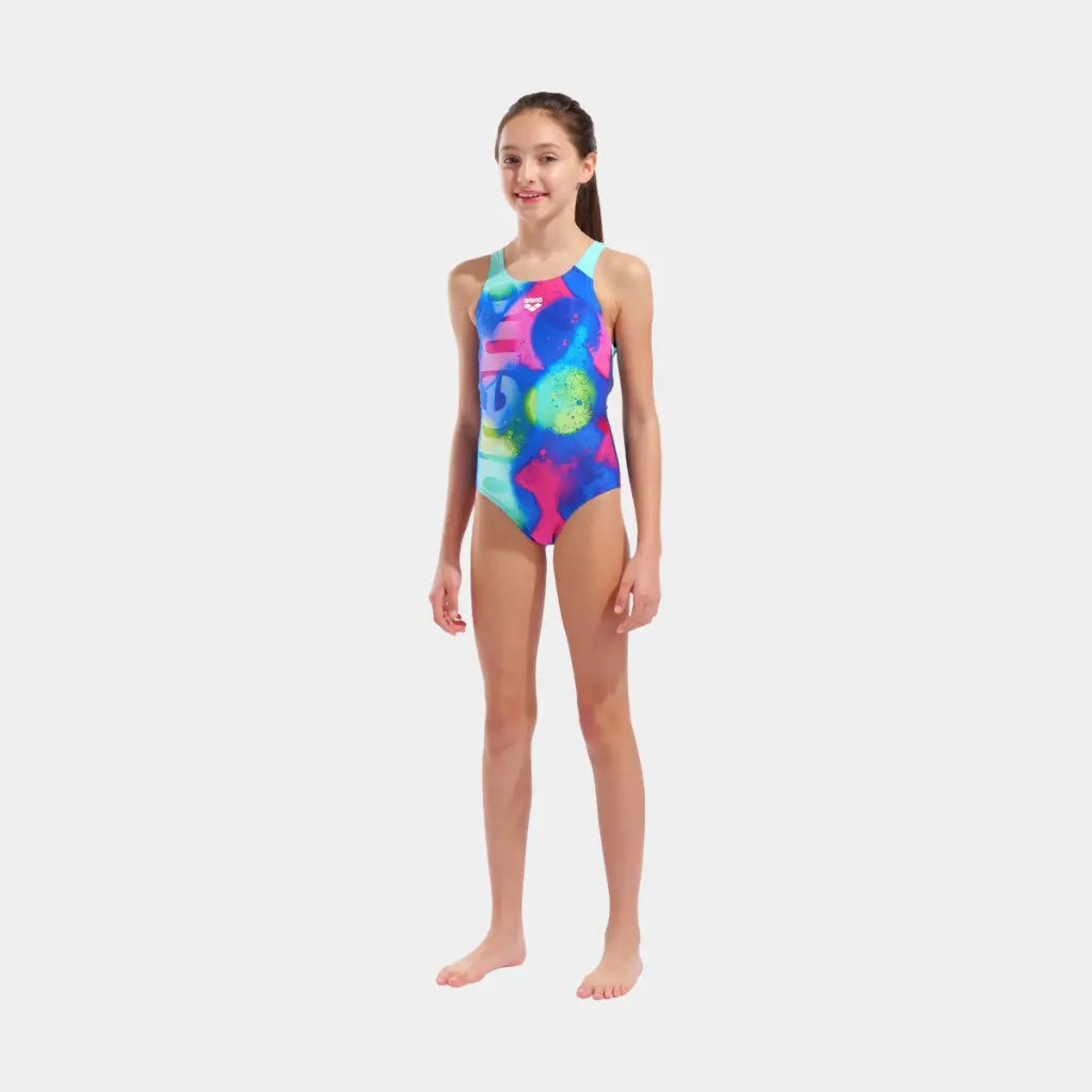 Spray Paint Swimsuit Kids Navy / Water