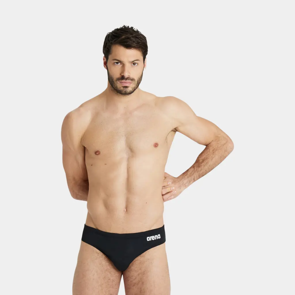 Team Swim Brief Solid Black / White