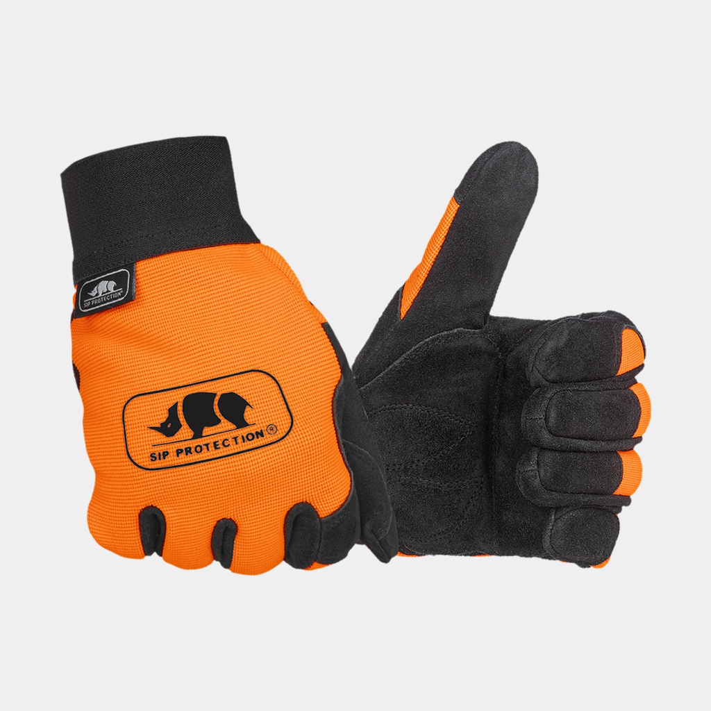 Gants de Travail Bucherons Orange Fluo / Noir
