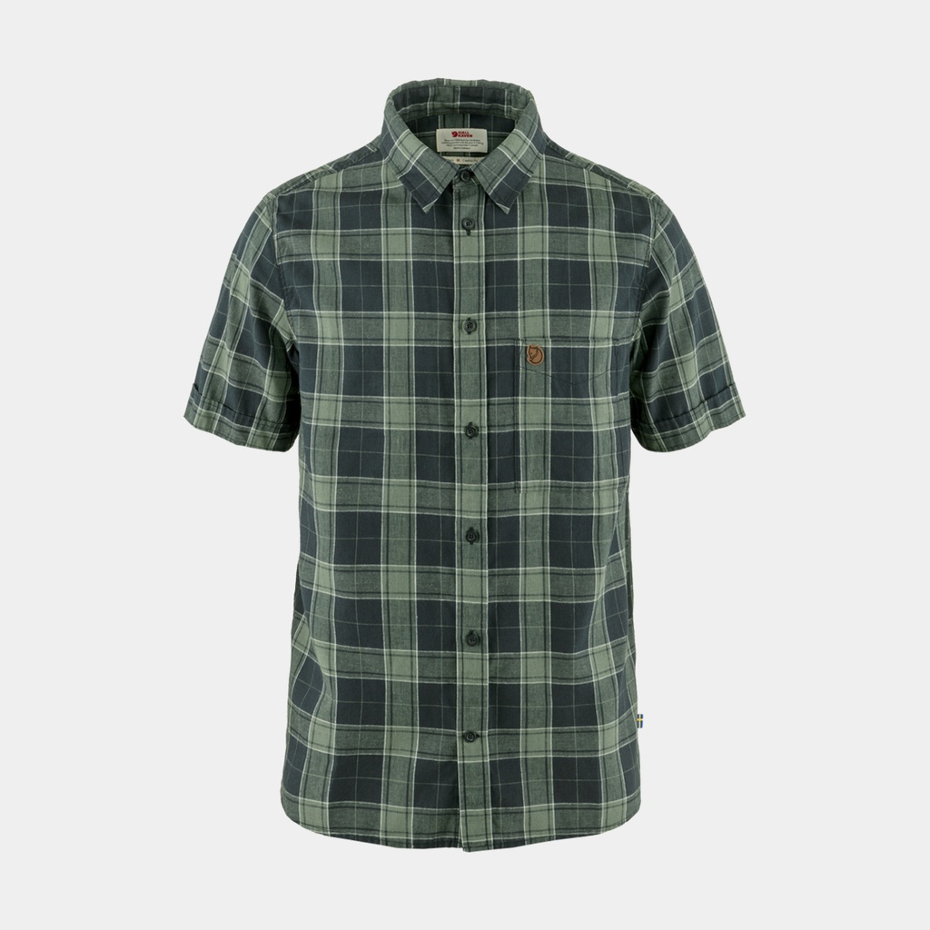 Övik Travel Shirt Short Sleeves Dark Navy / Patina Green