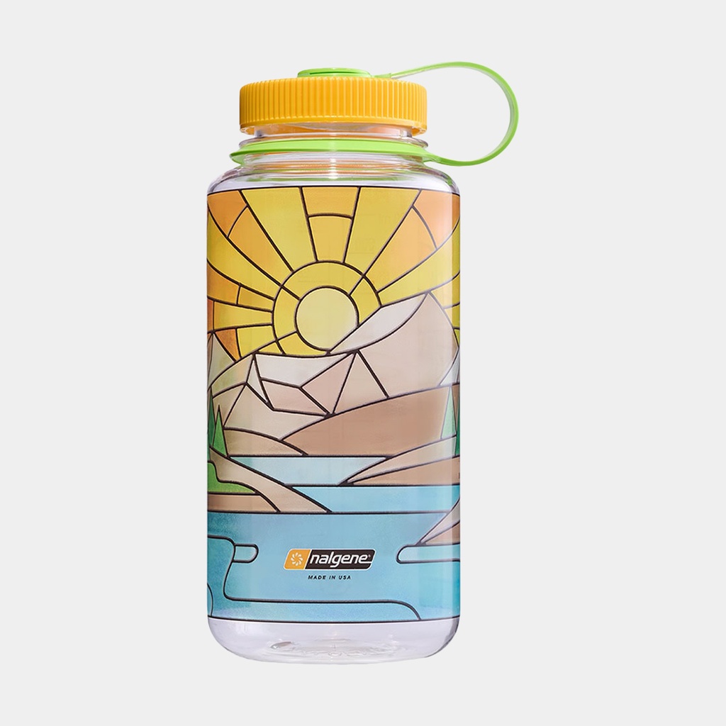 Drinking Bottle Wide Mouth Sustain 1000ml Clear Stained Glass River