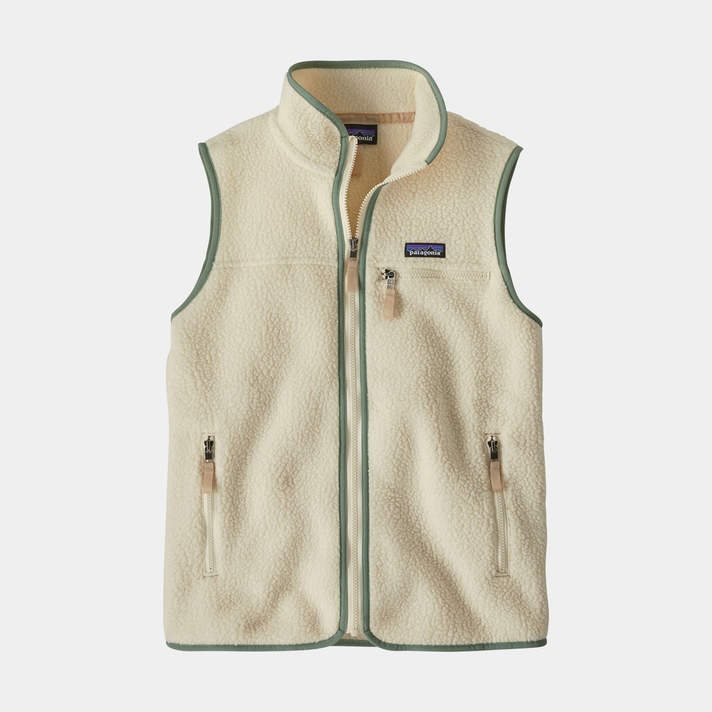 Retro Pile Fleece Vest Women Natural w/Ellwood Green