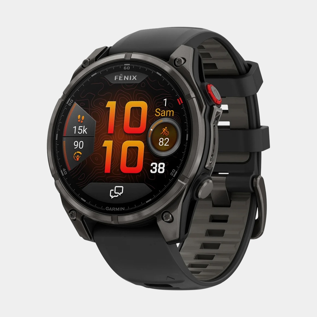 Fenix 8 Pro - Amoled Sapphire Titanium Carbon Grey DLC w/ Black / Pebble Gray Silicone Band