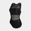 Mesh Panels Swimsuit Vent Back Women Black