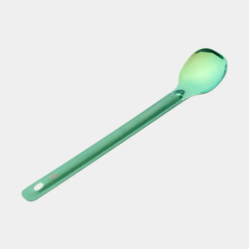 Titanium Long Handle Spoon w/ Polished Bowl Green