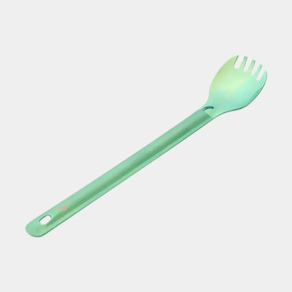 Titanium Long Handle Spork w/ Polished Bowl Green