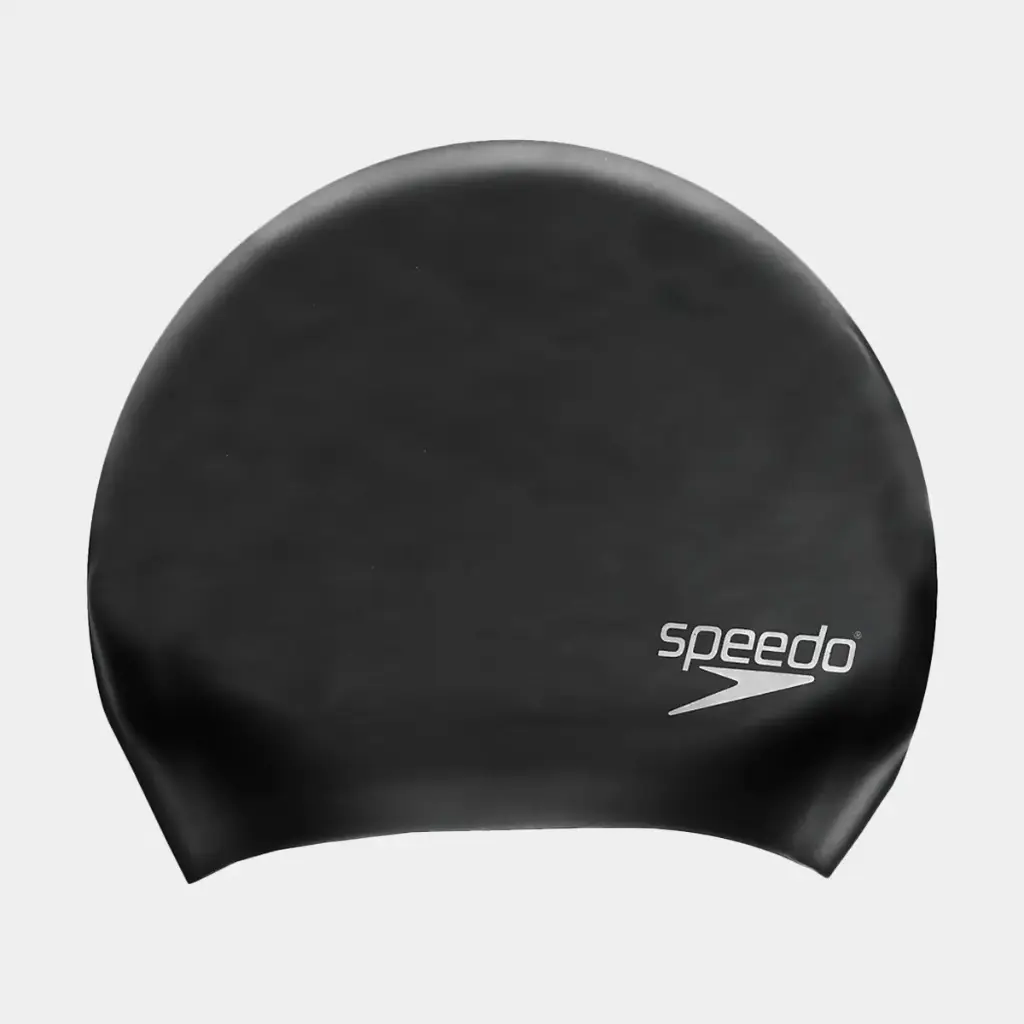 Long Hair Silicone Swim Cap Black