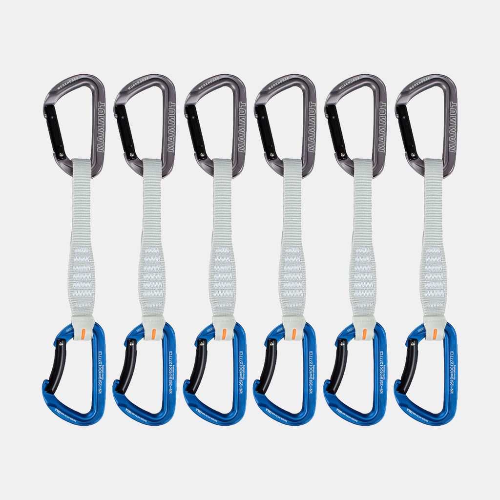 6 Pack Workhorse Keylock Quickdraws 17cm Grey / Blue