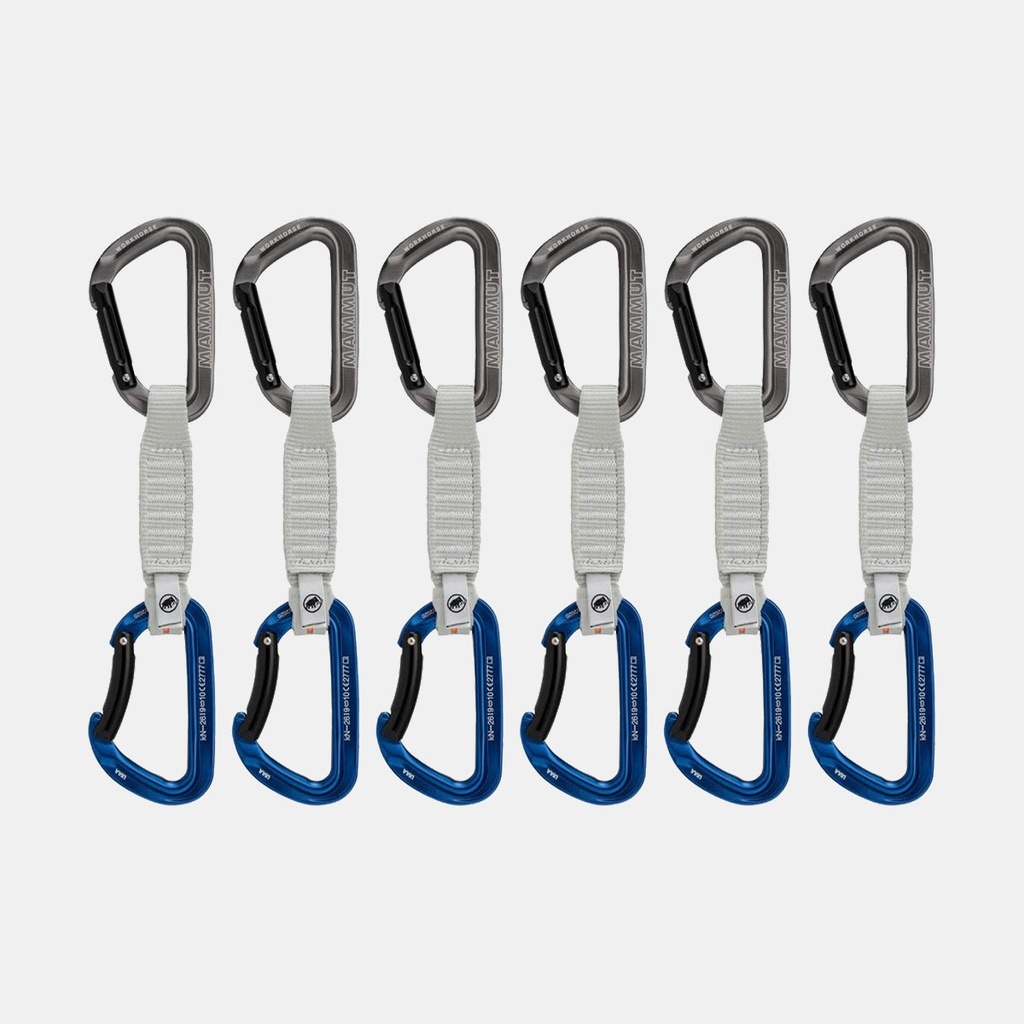 6 Pack Workhorse Keylock Quickdraws 12 cm Grey / Blue